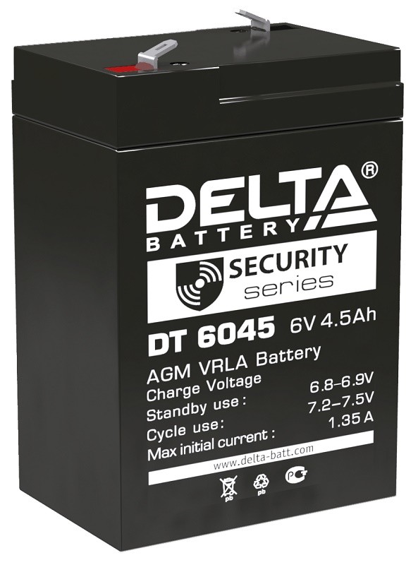 Аккумулятор свинцово-кислотный Delta DT 6045 (6V, 4.5A)