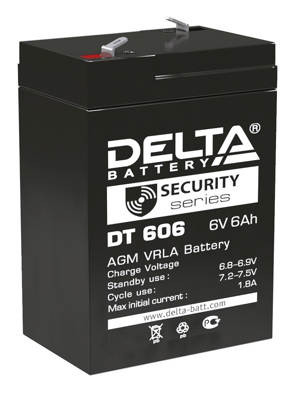 Аккумулятор свинцово-кислотный Delta DT 606 (6V, 6A)