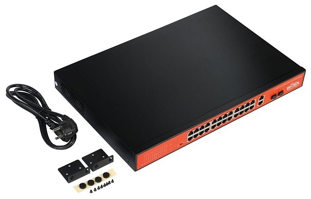 WI-PS526G порты 24 PoE FE + 2 Combo GE/SFP сетевой коммутатор Wi-Tek