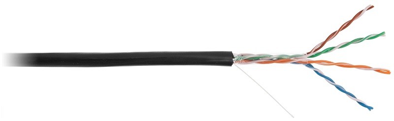 EC-UU004-5E-PE-BK кабель NETLAN U/UTP 4 пары, бухта-305м,Кат.5е, внешний, PE -40C, одножильный, 100МГц, черный