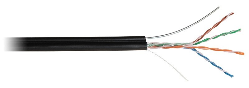 EC-UU004-5E-PE-SW-BK кабель NETLAN U/UTP 4 пары, бухта-305м,Кат.5е, внешний с тросом, черный