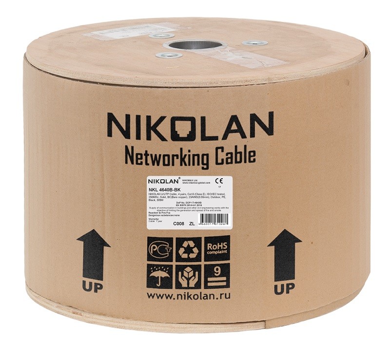 NKL 4640B-BK кабель NIKOLAN U/UTP 4 пары