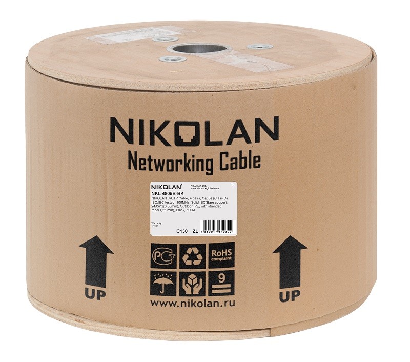 NKL 4805B-BK кабель NIKOLAN U/UTP 4 пары