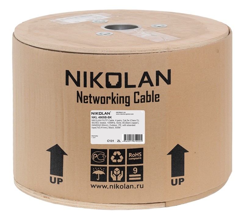 NKL 4905B-BK кабель NIKOLAN F/UTP 4 пары