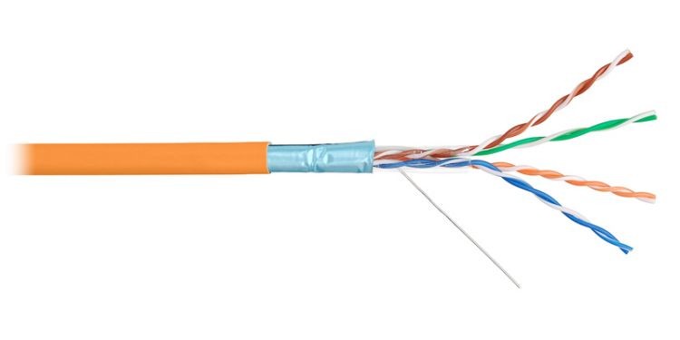 NKL 9200C-OR кабель NIKOLAN F/UTP 4 пары, Кат.5e, внутренний, LSZH нг(В)-HFLTx, 24 AWG, одножильный
