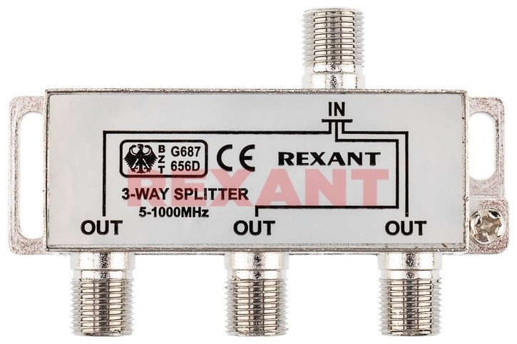 Делитель ТВ х 3 под F разъём 5-1000 МГц REXANT, 05-6002