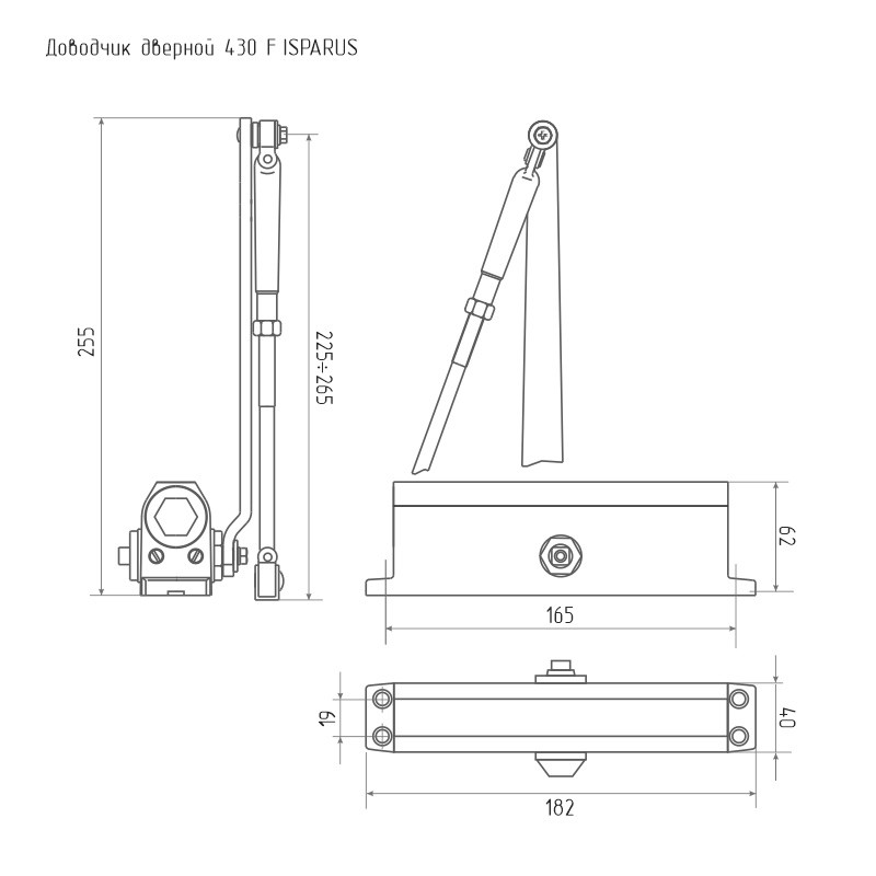 НОРА-М 430 F ISPARUS фиксация (от 50 до 110кг) доводчик морозостойкий (графит/бронза)