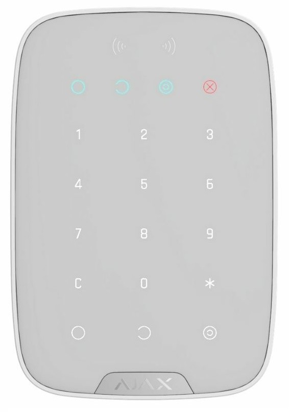 Ajax KeyPad Plus белый беспроводная клавиатура с поддержкой защищенных бесконтактных карт и брелоков